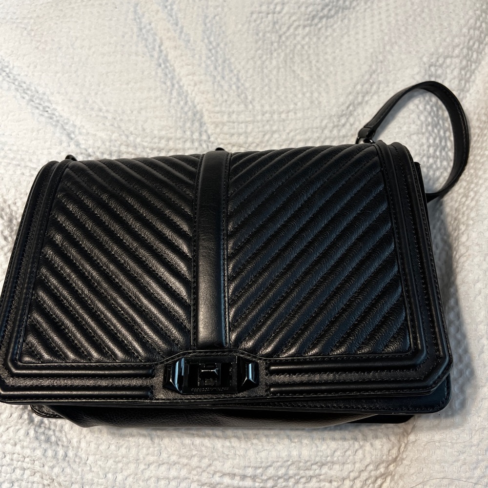 Black Rebecca Minkoff Chevron Quilted Jumbo Love Crossbody